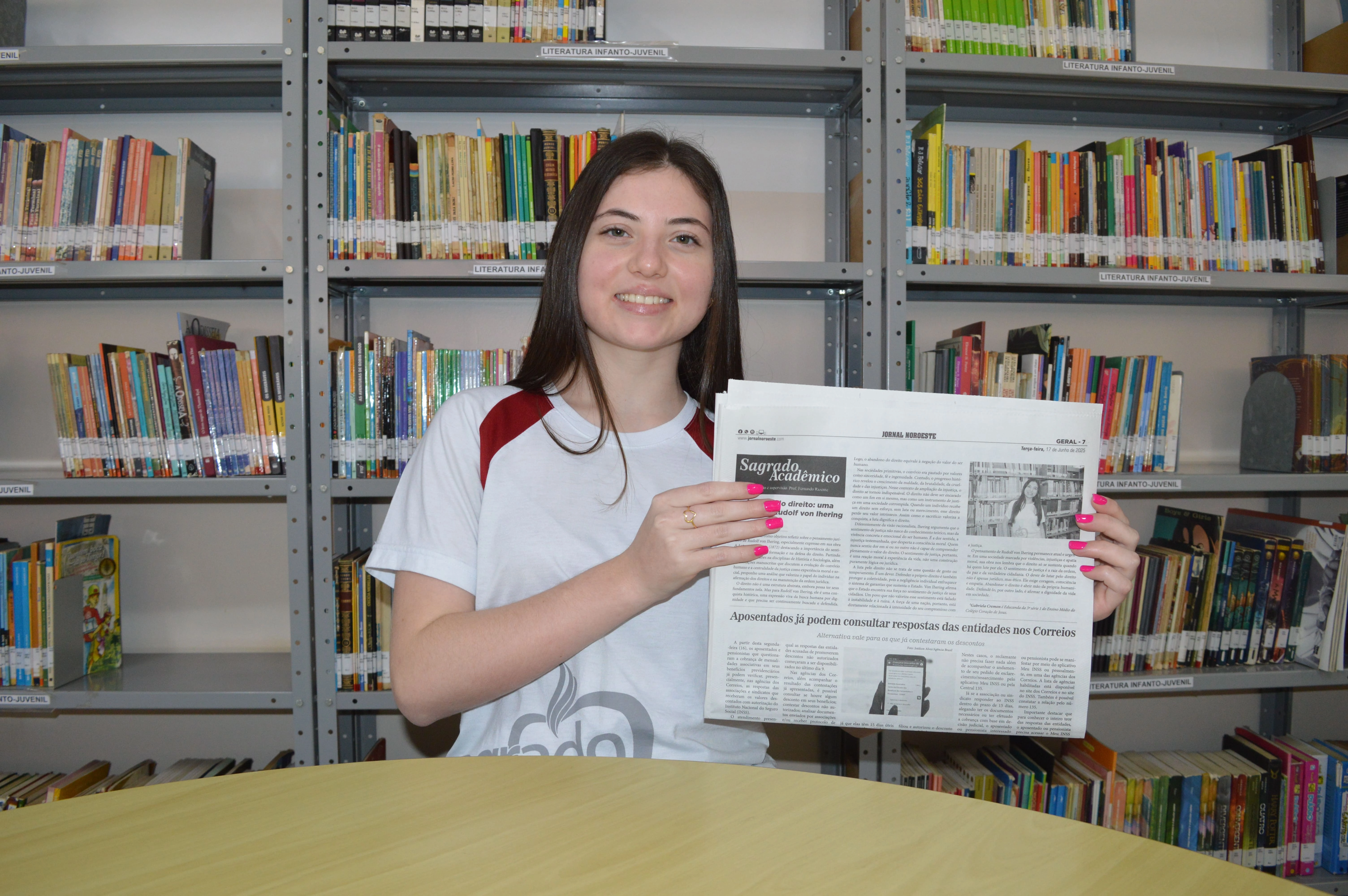  SAGRADO Acadêmico apresenta artigo de Gabriela Cremon, da 3ª série 1, sobre o valor da justiça na obra de Rudolf von Ihering