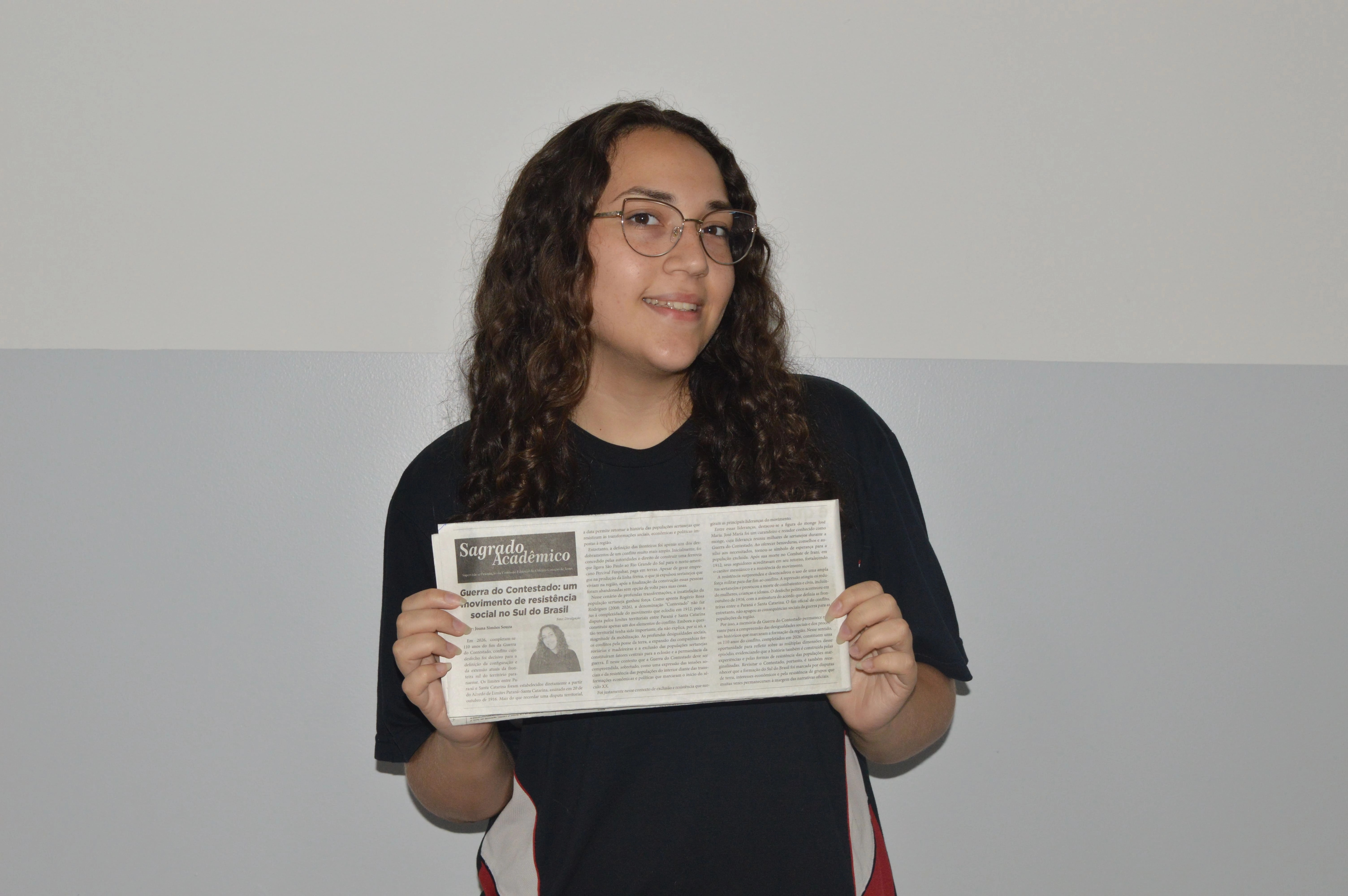 SAGRADO Acadêmico apresenta artigo de Joana Simões Souza, educanda da 3ª série 2, sobre a Guerra do Contestado