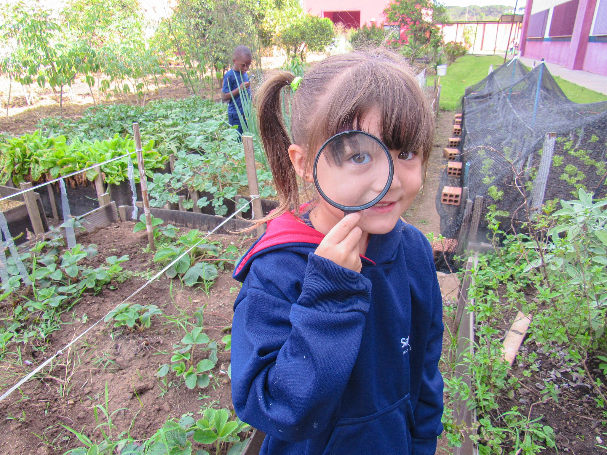 Infantil IV explora o mundo por meio dos sentidos na Horta Escolar  